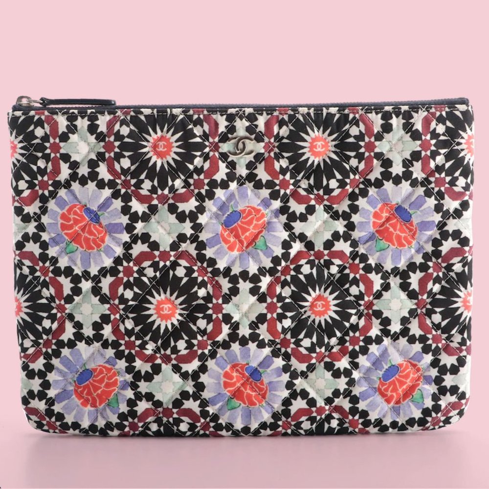 Chanel Multicolor Quilted Printed Canvas Dubai Paris O-Case Zip Pouch